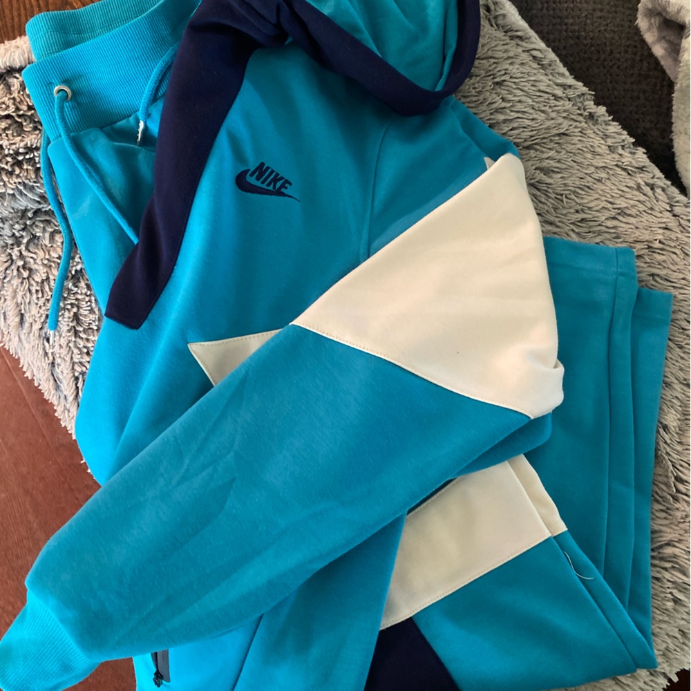 Nike Blue and White Hoodie